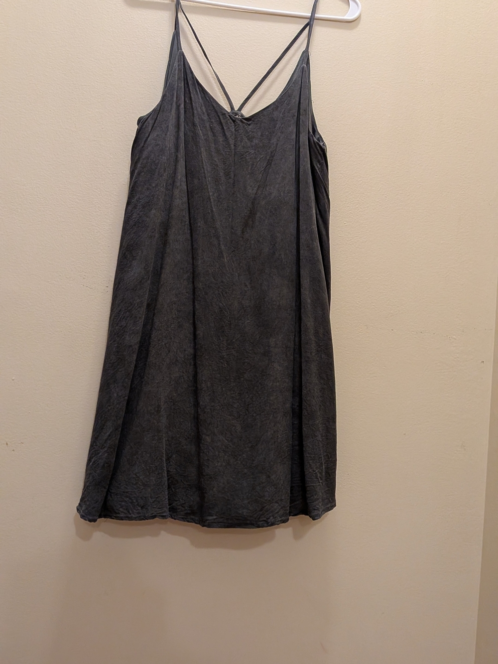 Peyton Jensen Charcoal Gray Mini Slip Dress with Strappy Back